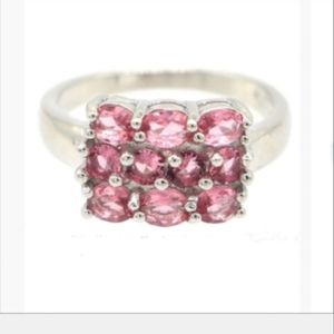 New pink tourmaline cz silver ring